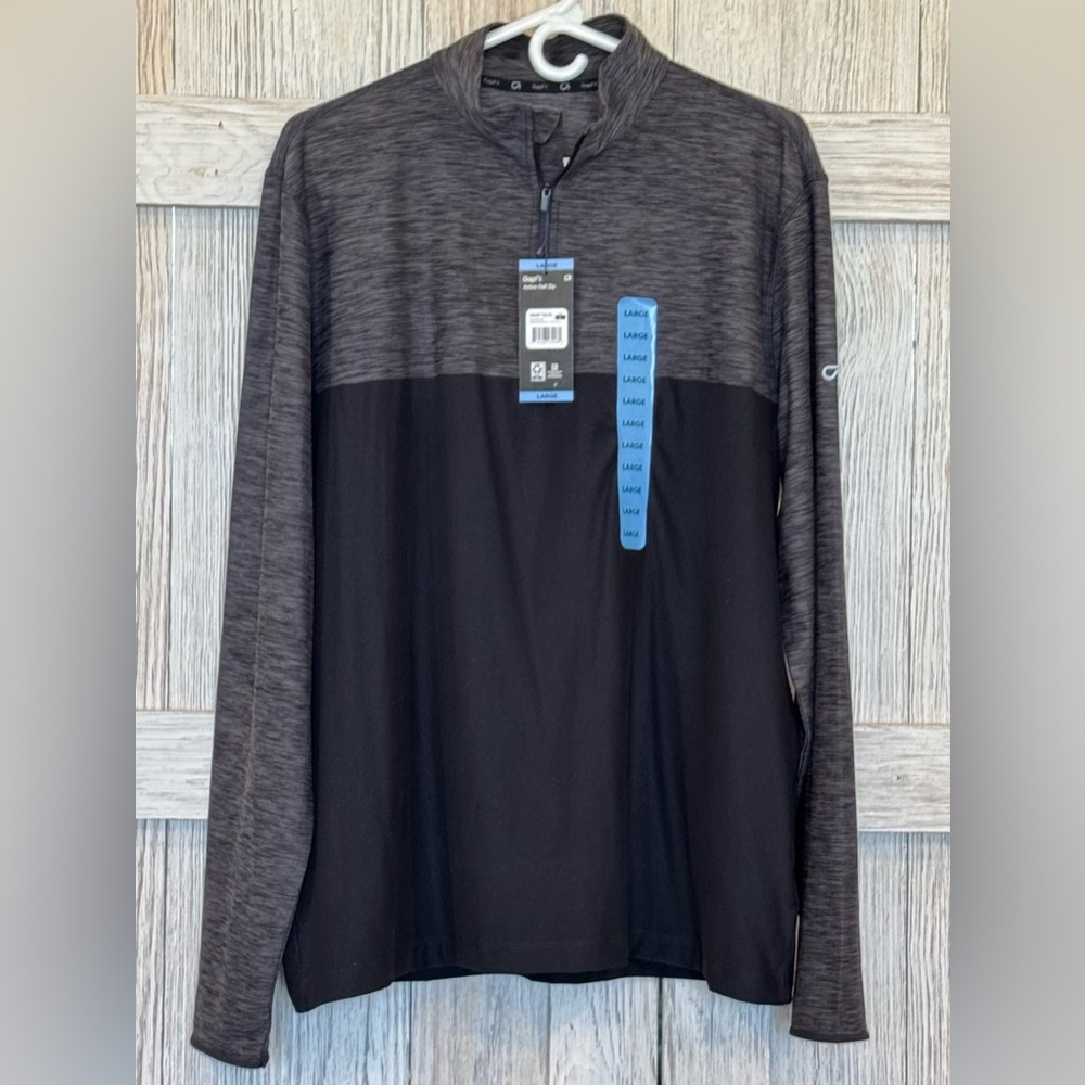 GAP Fit Black and Gray Active Half Zip NWT Sz Large